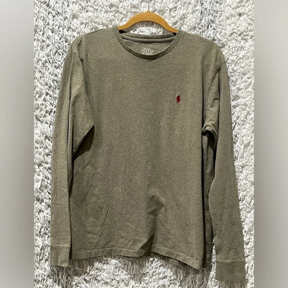 Polo Ralph Lauren OLIVE GREEN CREWNECK Cotton TEE Shirt, MEN SIZE S